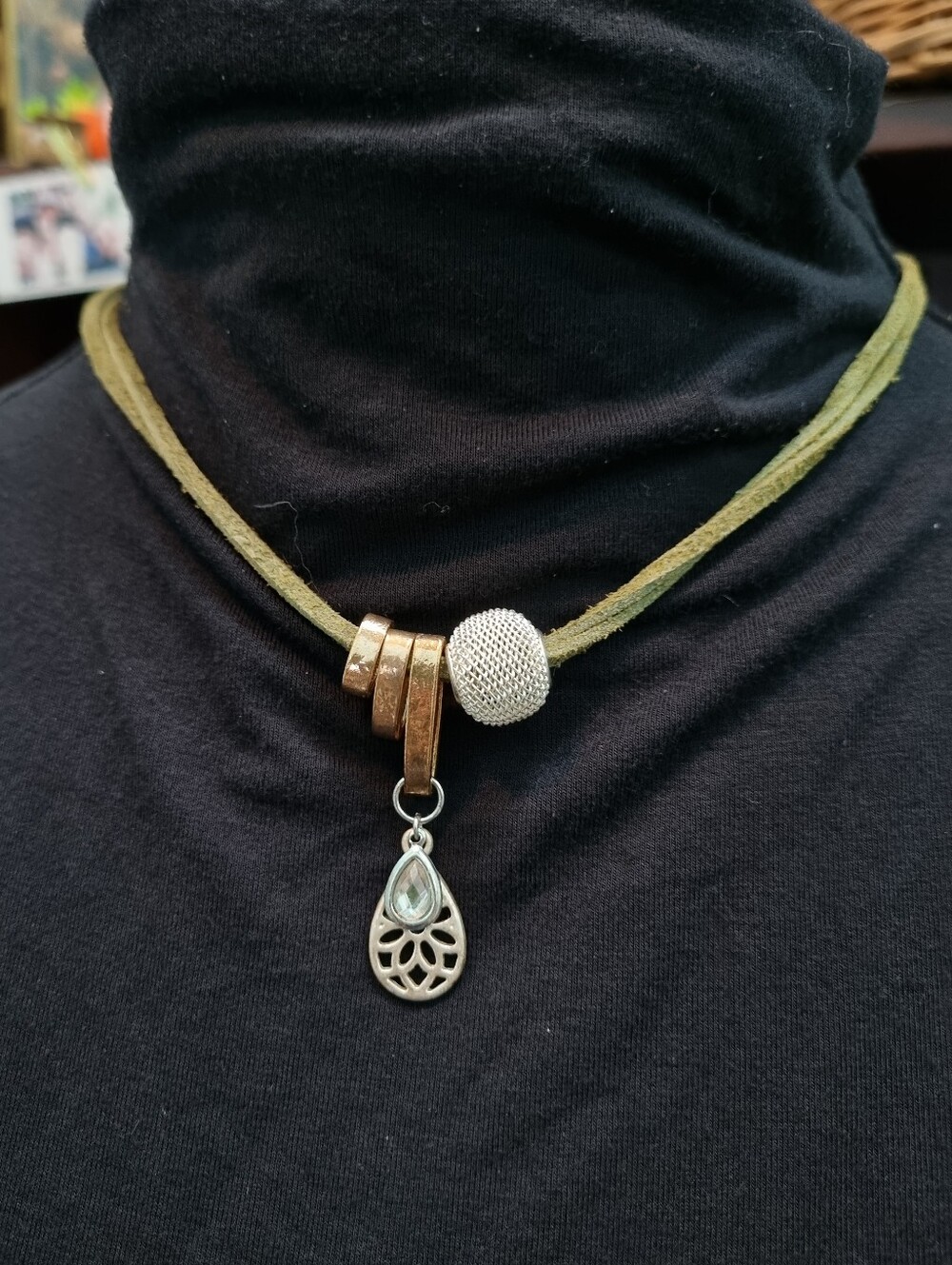 SLS Creation | Funky Asymmetrical Necklace With Silver And Brass Colours